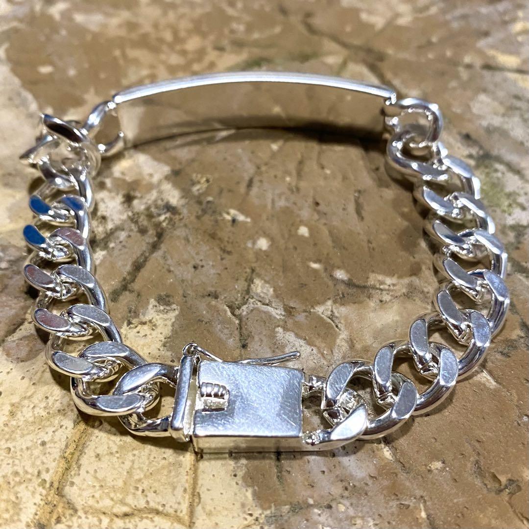 シルバーブレスレット シルバー925 ID プレート 喜平 チェーン