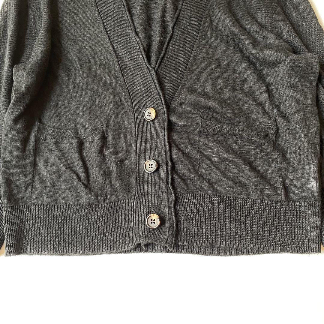 美品✨️マーガレットハウエル リネンシルクローゲージ V ネックカーディガン 美品】マーガレットハウエル FINE LINEN Vネック カーディガン M