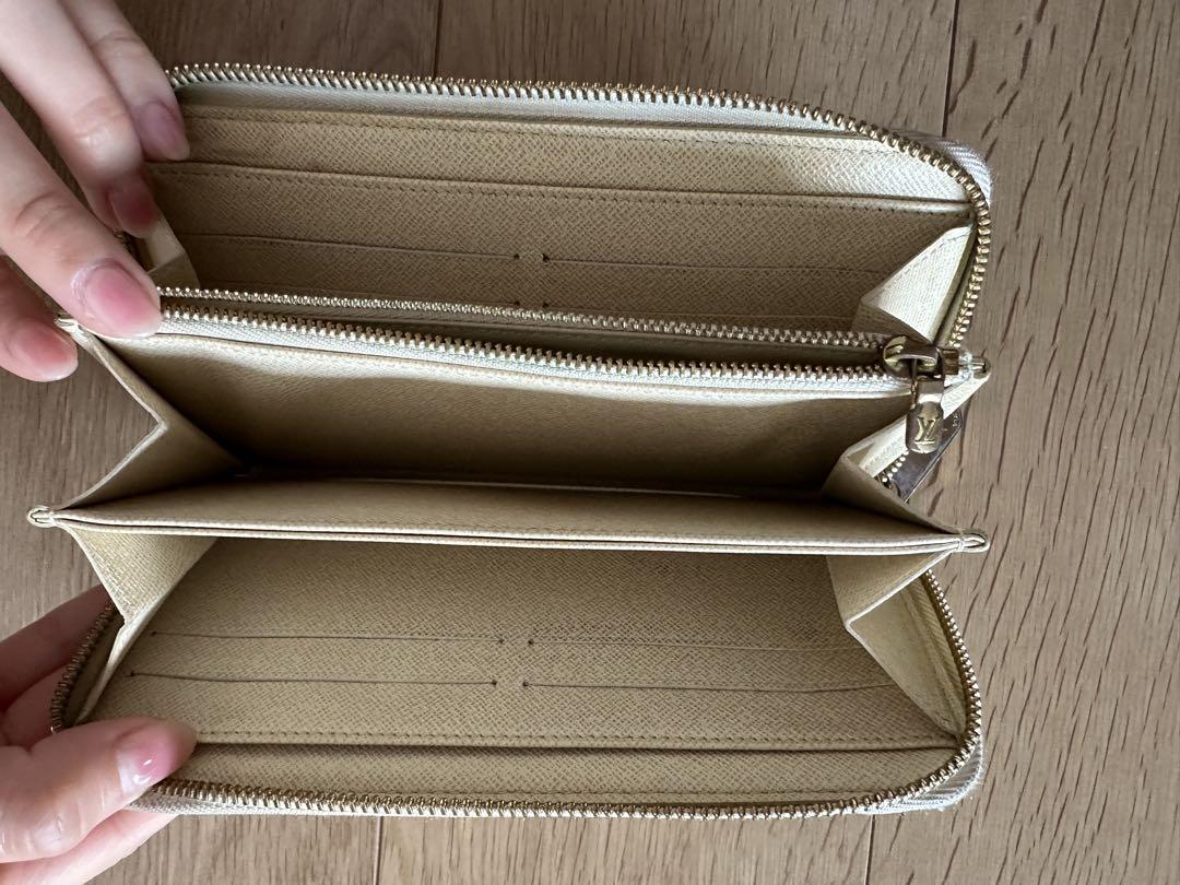 【正規品】LOUIS VUITTON ダミエ柄長財布 アイボリー/グレー