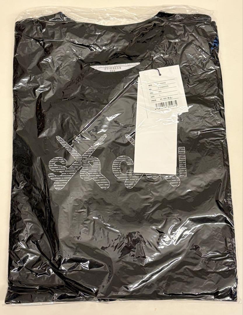 sacai kaws Tシャツ ブラック サイズ1