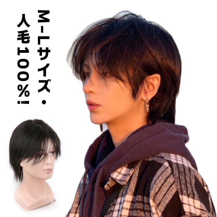 新品 人毛100％! フルウィッグ ウイッグ メンズ 男性 かつら [3fi9]