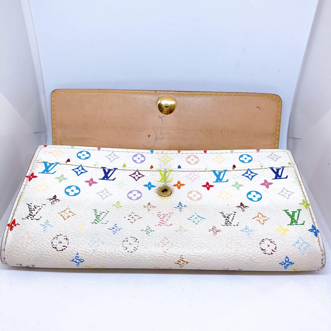 【美品•廃盤】ルイヴィトン　マルチカラー　ポルトフォイユ　サラ　白　財布　長財布 ヴィトン マルチカラー 長財布 白 ポルトフォイユ・サラ チェーン付