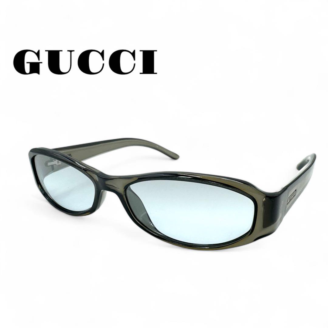 【美品】GUCCI グッチ サングラス クリアブラックフレーム×ブルーレンズ