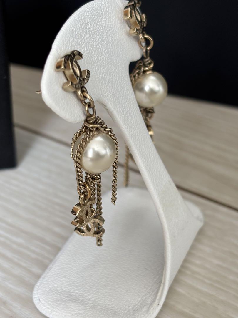CHANEL シャネル 超美品 シャンパンゴールド金具Xフェイクパール