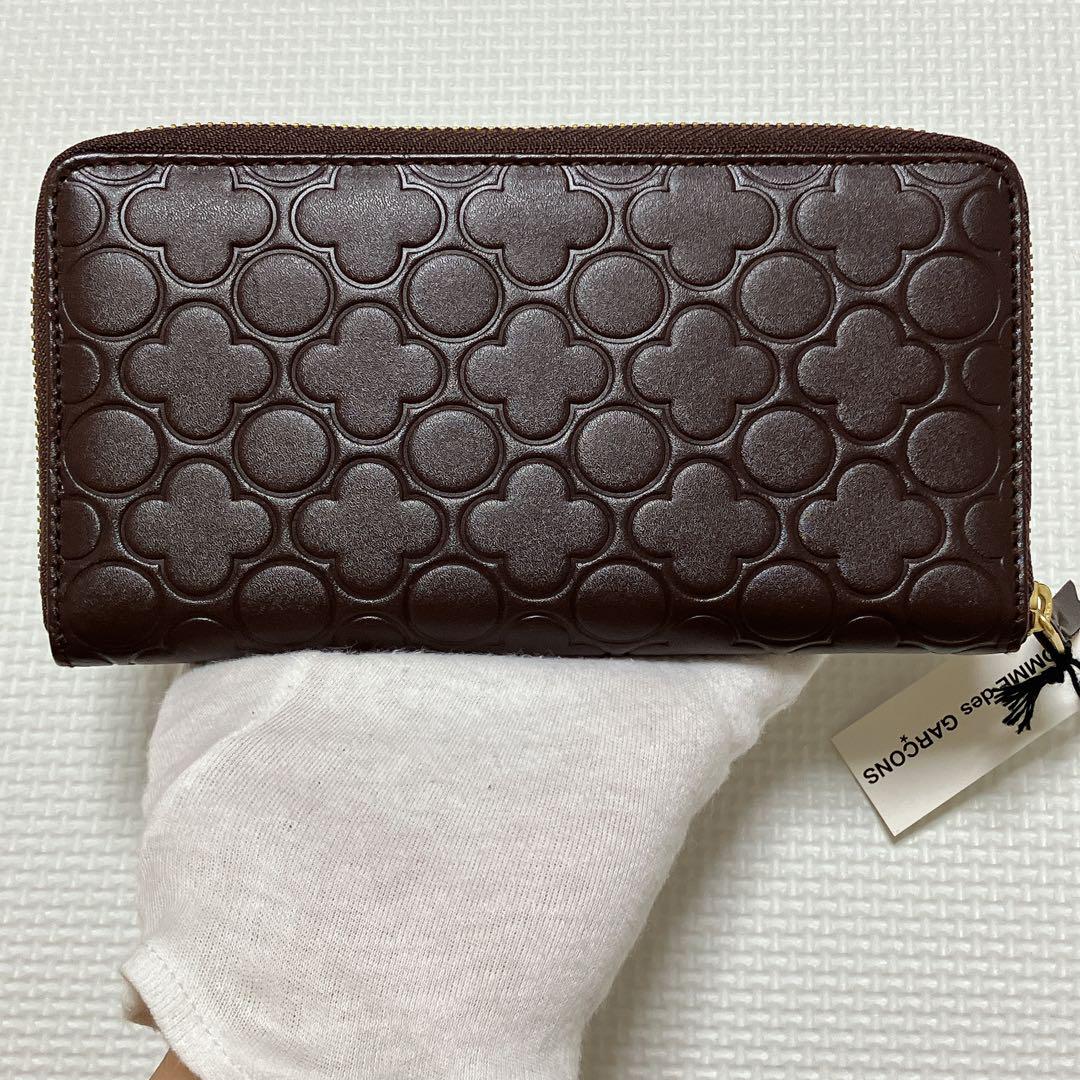 未使用COMME des GARCONSレザーラウンドジップ長財布　濃茶　タグ付