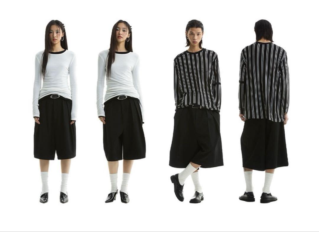 【モード】FUNKYFUN 25SS サイドプリーツバルーンショーツ 6部丈