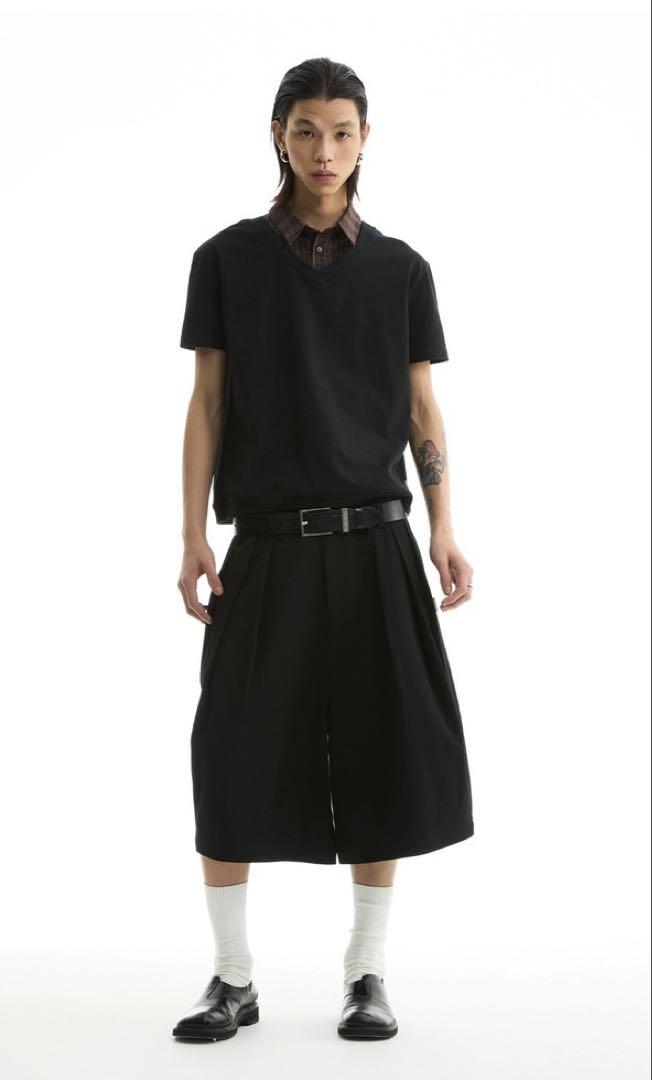 【モード】FUNKYFUN 25SS サイドプリーツバルーンショーツ 6部丈