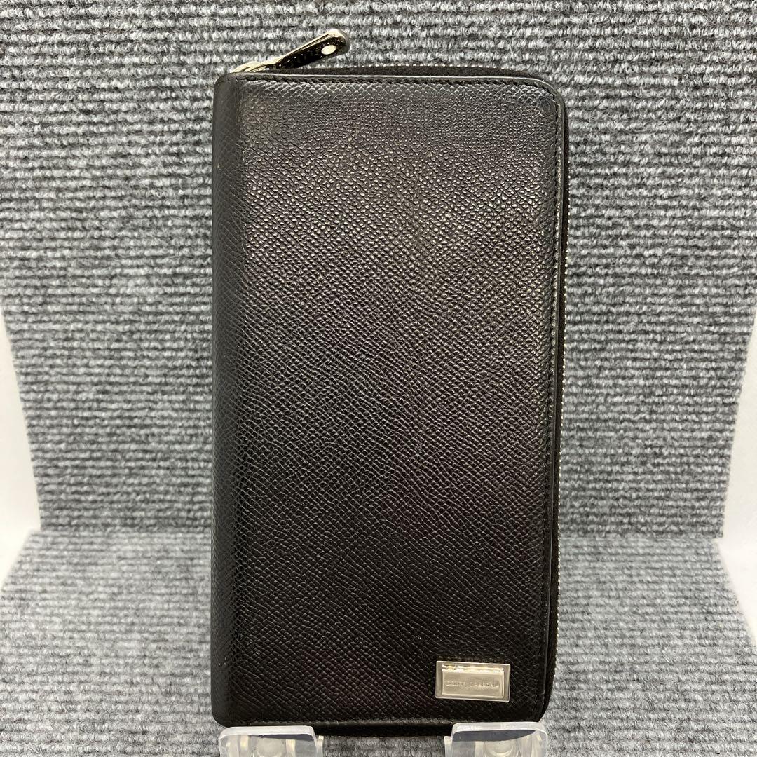DOLCE＆GABBANA　長財布　ラウンドファスナー　ロゴプレート　140小物