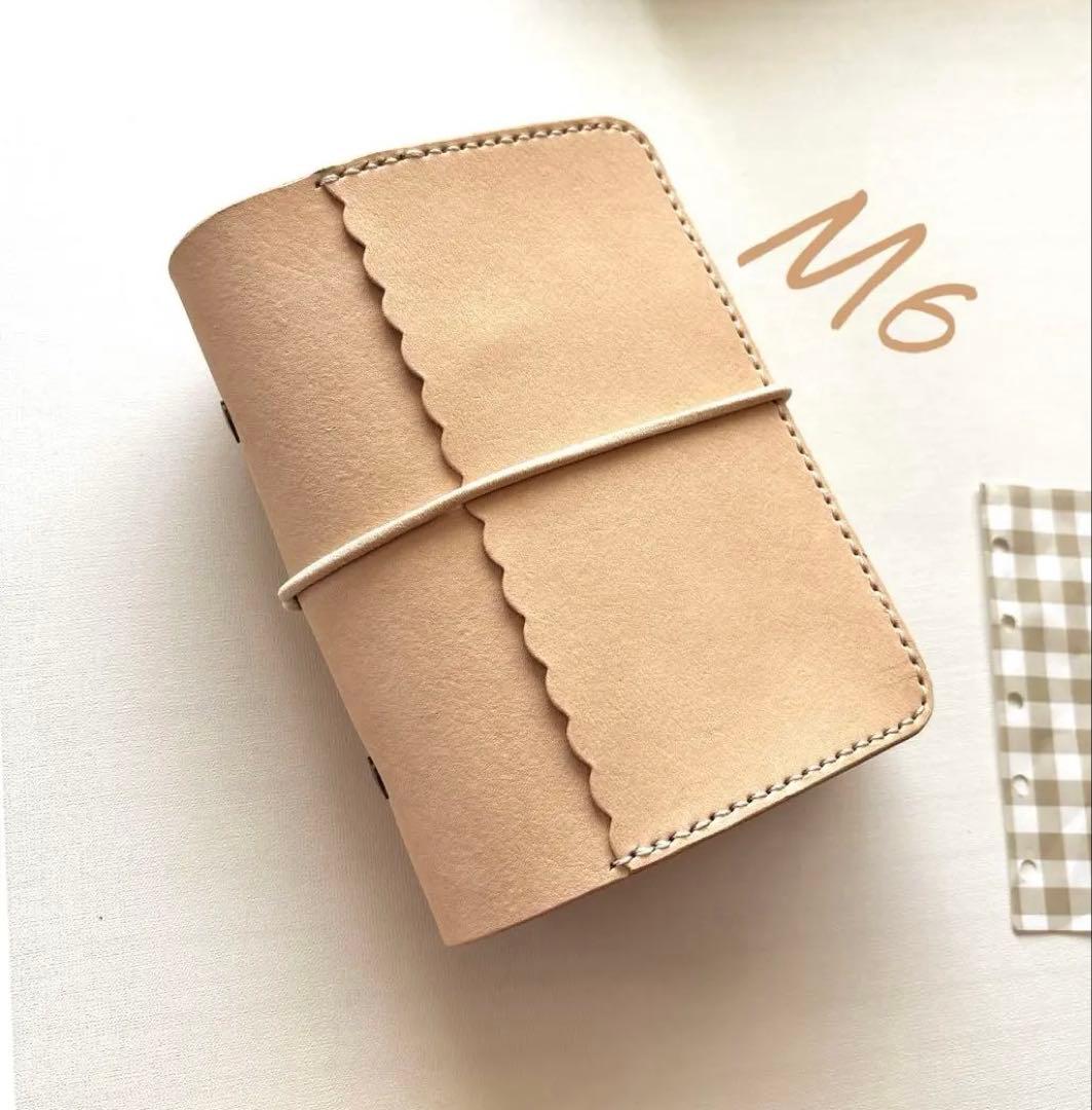 システム手帳　M6 ミニ6 スケジュール帳　ヌメ革　手帳カバー　コラージュ