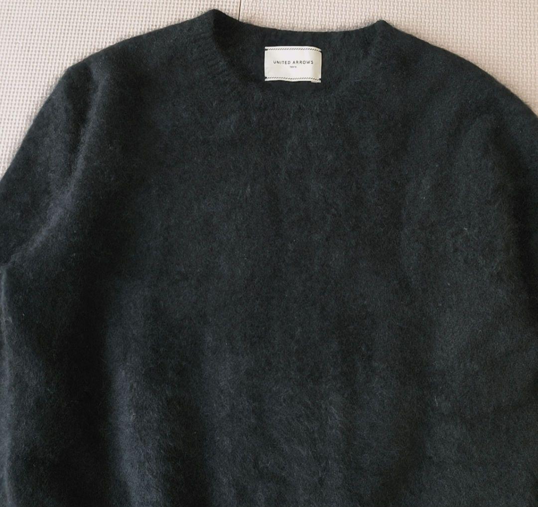 ユナイテッドアローズ カシミヤ×ラクーン　クルーネックニット ブラック　ふわふわ