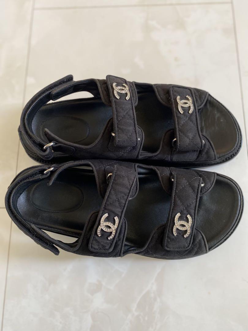 美品 シャネル スポーツ サンダル フットベット 38 24.5 CHANEL