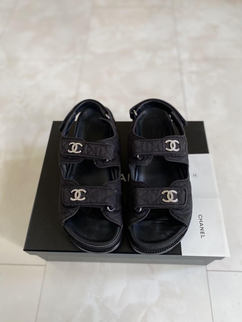 美品 シャネル スポーツ サンダル フットベット 38 24.5 CHANEL