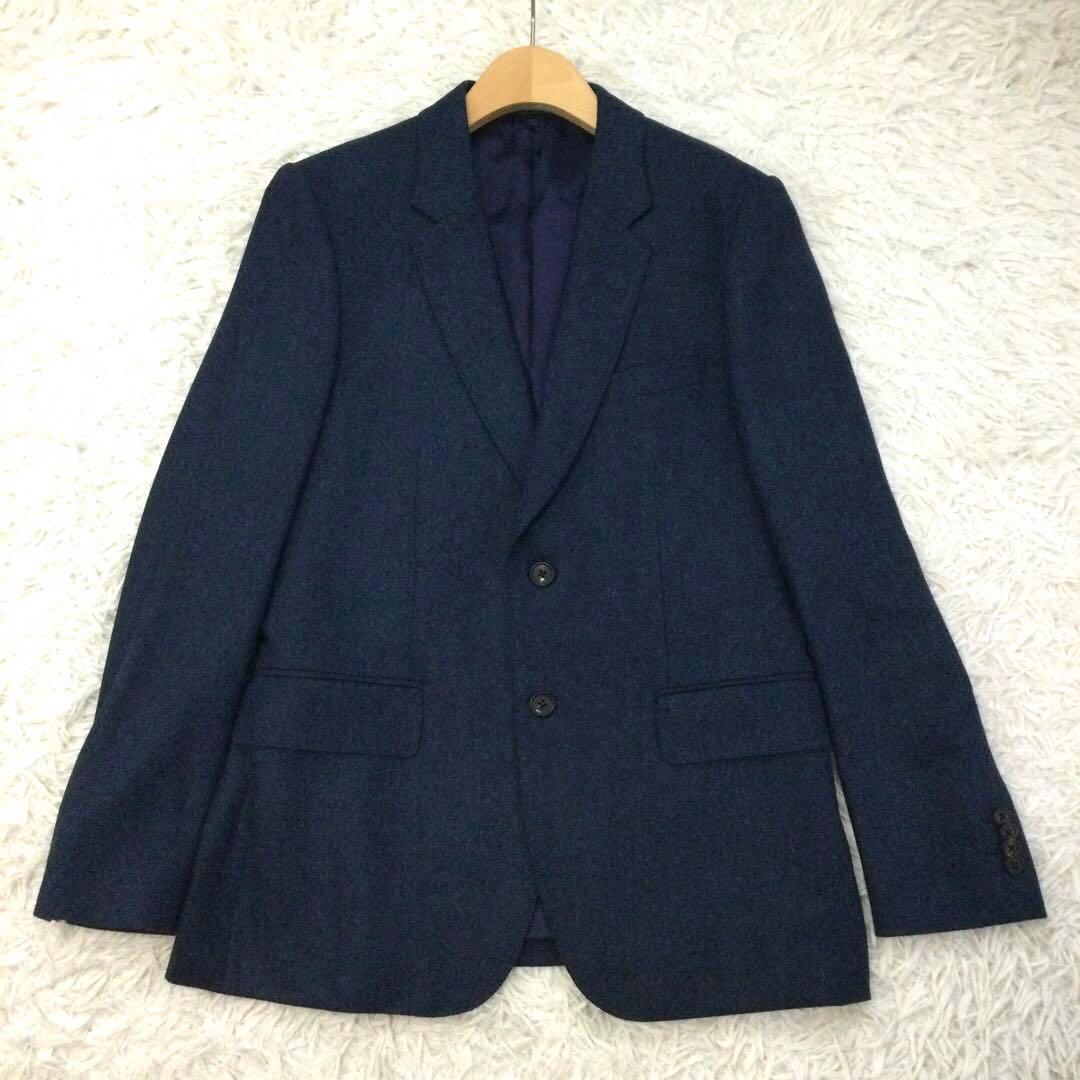 極美品★Paui Smith ヘリンボーン テーラードジャケット 濃紺 L