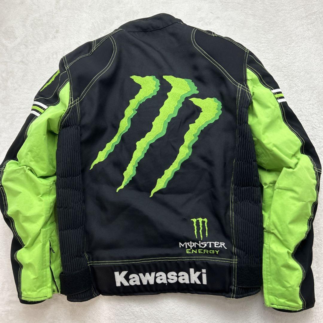 カワサキ×モンスター　プロテクター付きバイクウェア　ジャケット　ブラック　XL