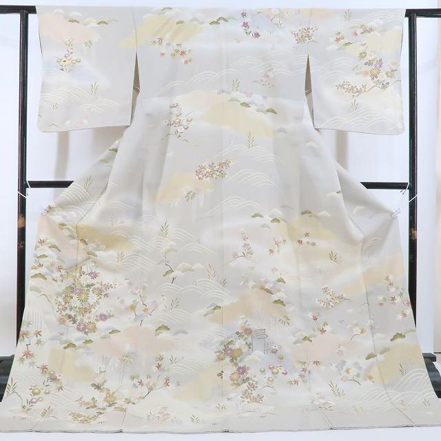 マリモ 新品 金駒刺繍 着物 正絹 仕付糸付“松竹梅や菊”訪問着 3085