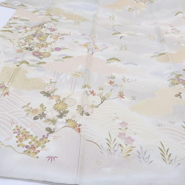 マリモ 新品 金駒刺繍 着物 正絹 仕付糸付“松竹梅や菊”訪問着 3085
