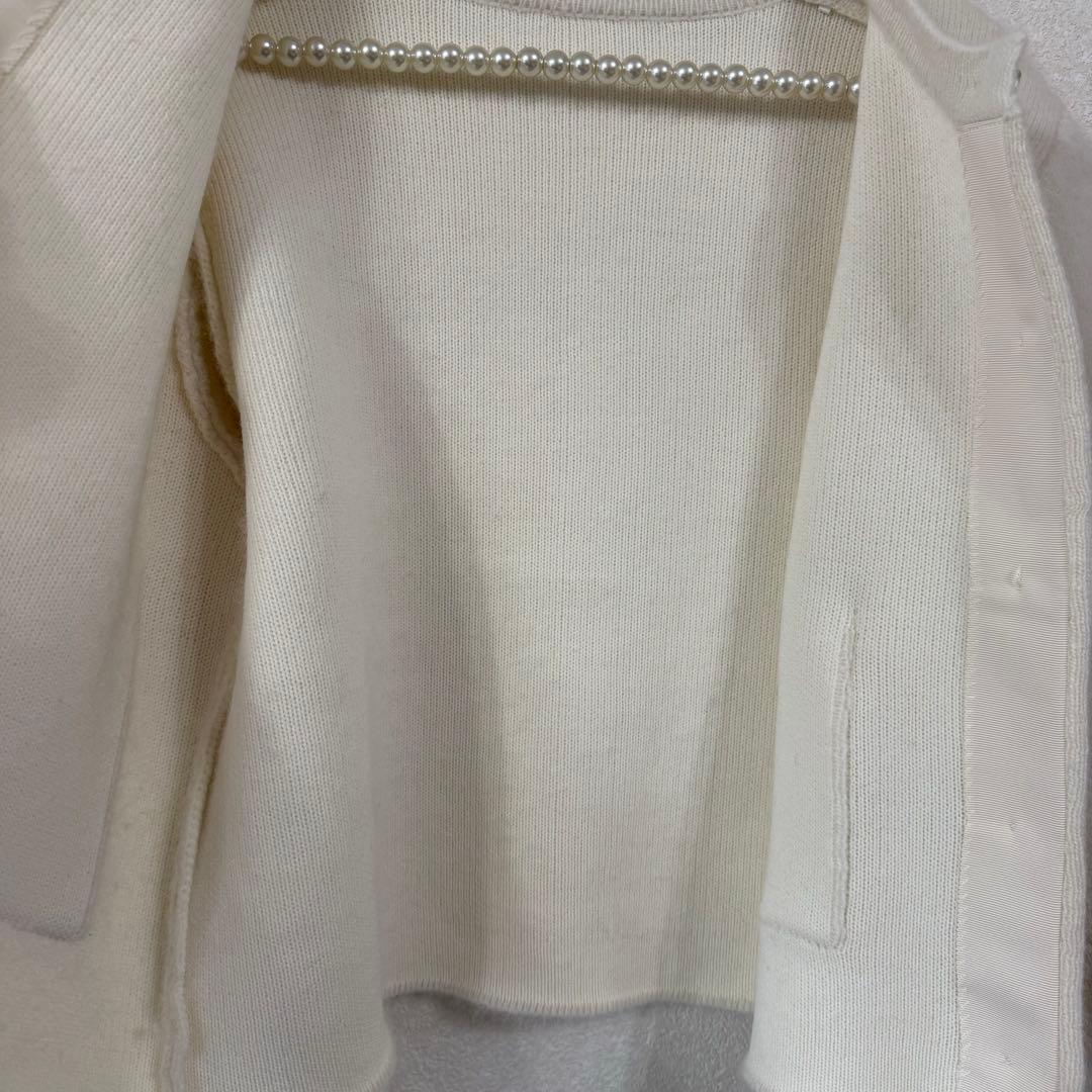 anuans ラクーンブレンドノーカラーニットジャケット アイボリー