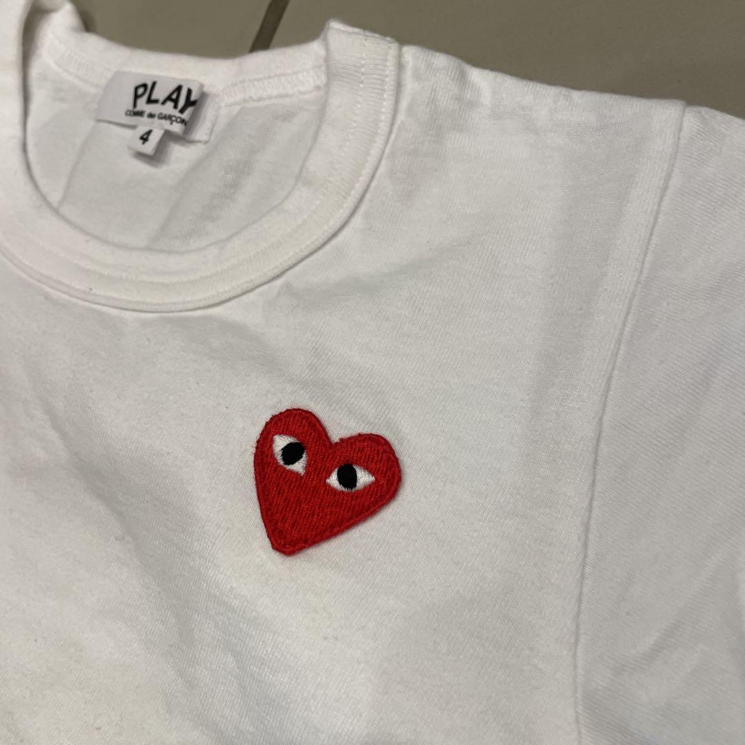 COMME des GARÇON ハート刺繍 Tシャツ Mサイズ Comme Des Garcons Big Heart Logo Printed White T-Shirt S