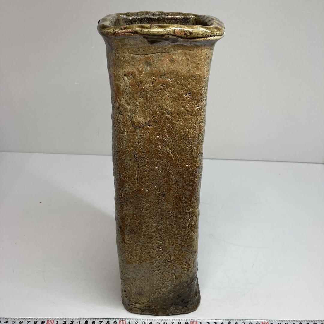 時代　古信楽焼　花入　時代木箱付　高さ39cm 東H5-1212①タヒチ