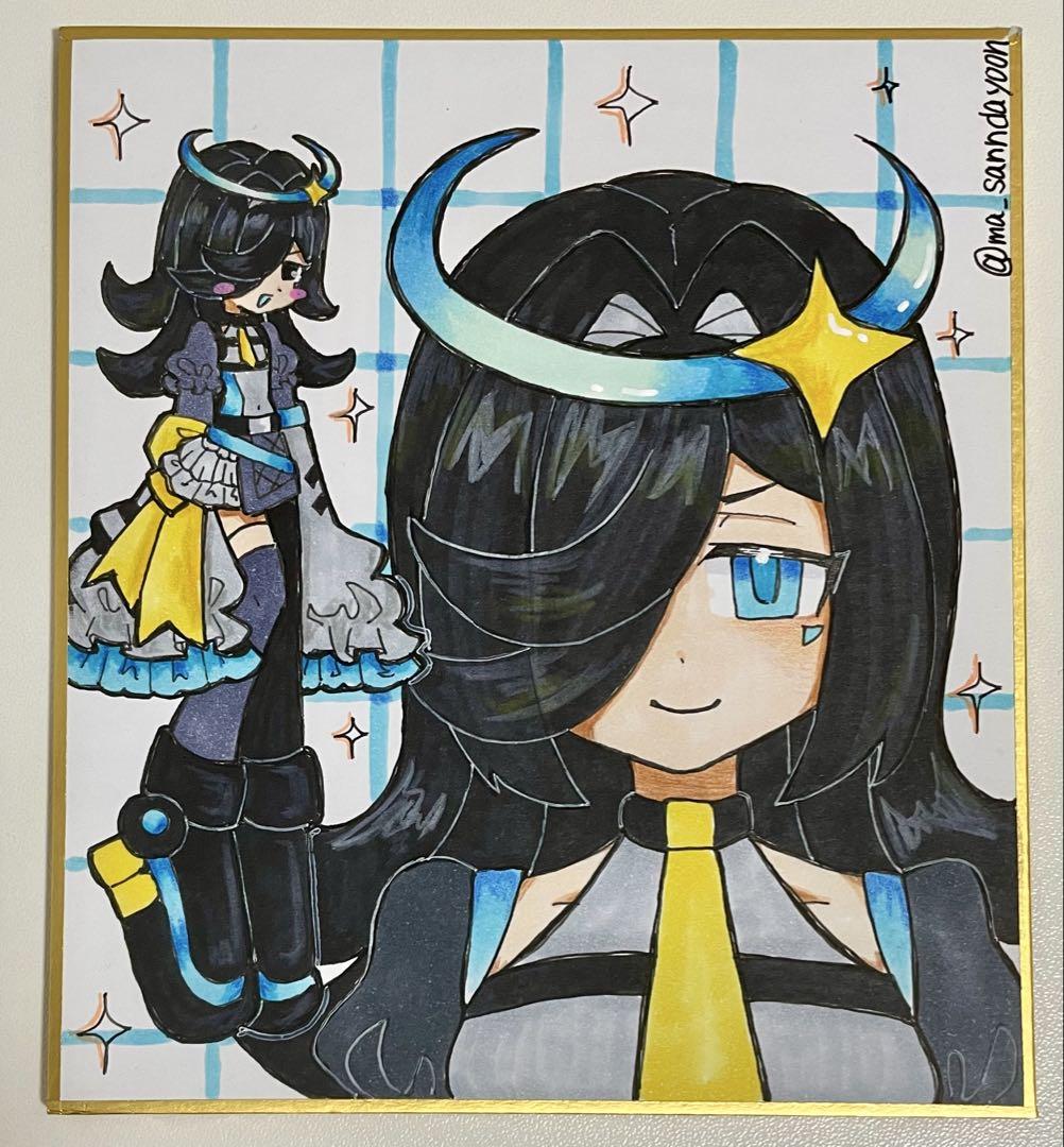 ミニ色紙と落描きチェキセットC 手描きイラスト オリジナル