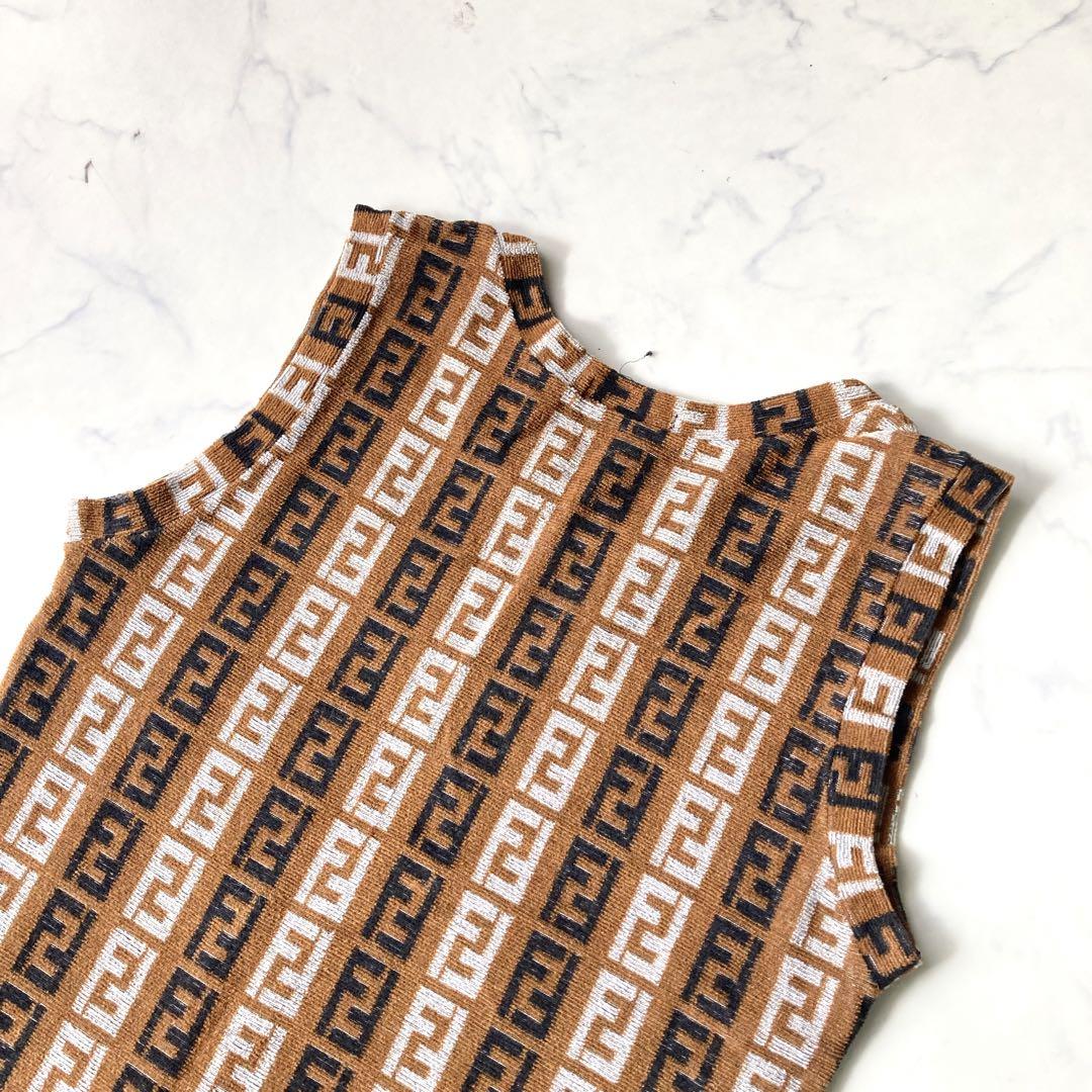 美品】FENDI ズッカ パイル地 ノースリーブ ワンピース サイズ42