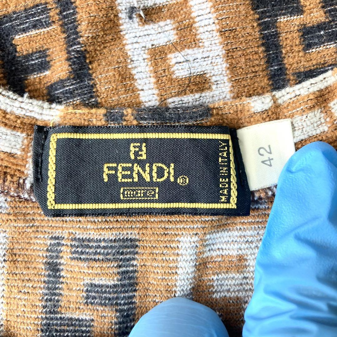 FENDI イタリア製 ロゴ総柄 パイル地 モード ノースリーブワンピース FENDI イタリア製 ロゴ総柄 パイル地 モード ノースリーブ