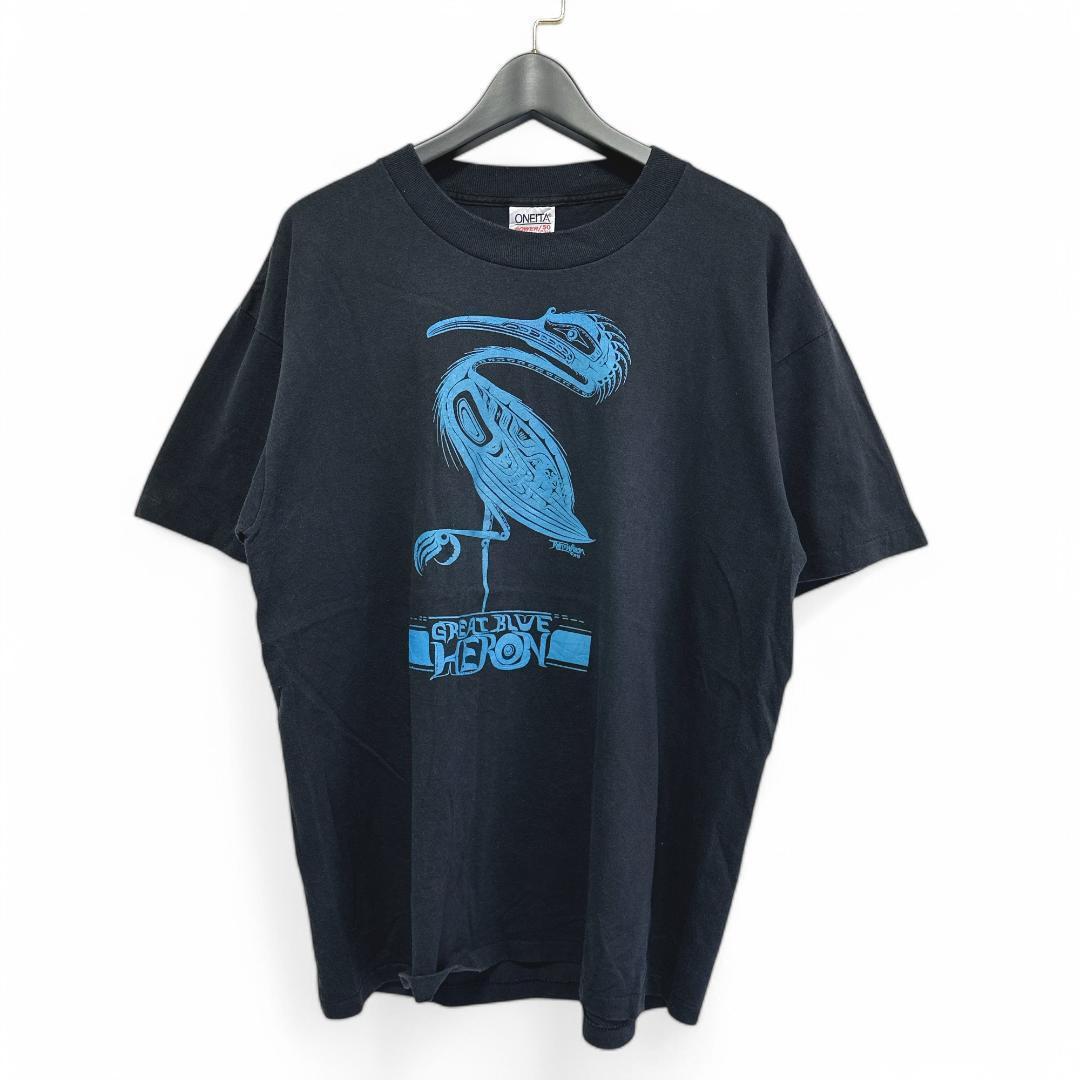 美品 アニマル アート USA製 シングルステッチ ブラック Tシャツ 136