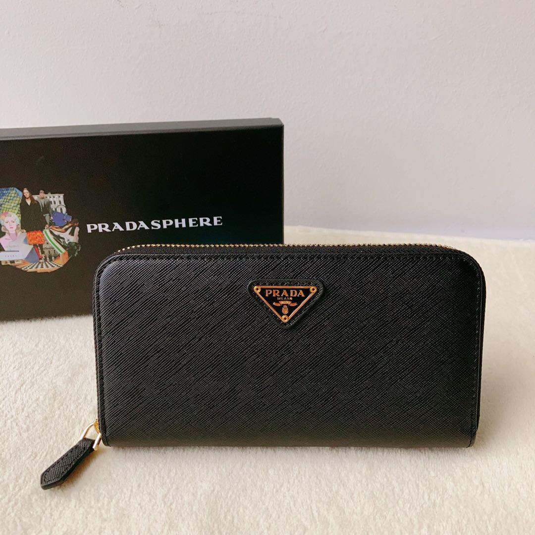 【PRADA】サフィアーノトライアングル 長財布 PRADA プラダ 長財布 財布 レディース サフィアーノ