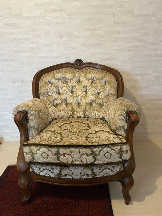 希少 オールドカリモク カタカナ シングルソファ ロココ 金華山 最低価格の