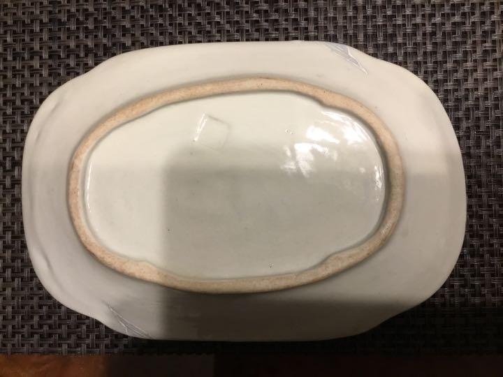 骨董 角皿 鯉 コイ 長皿 手描き
