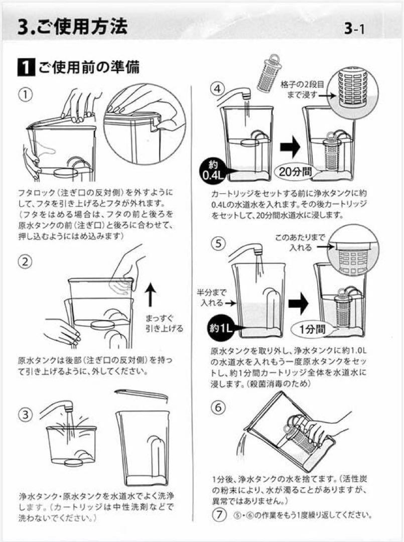 ポット型浄水器 ガイアの水 135 取替用 カートリッジ付 ピンク