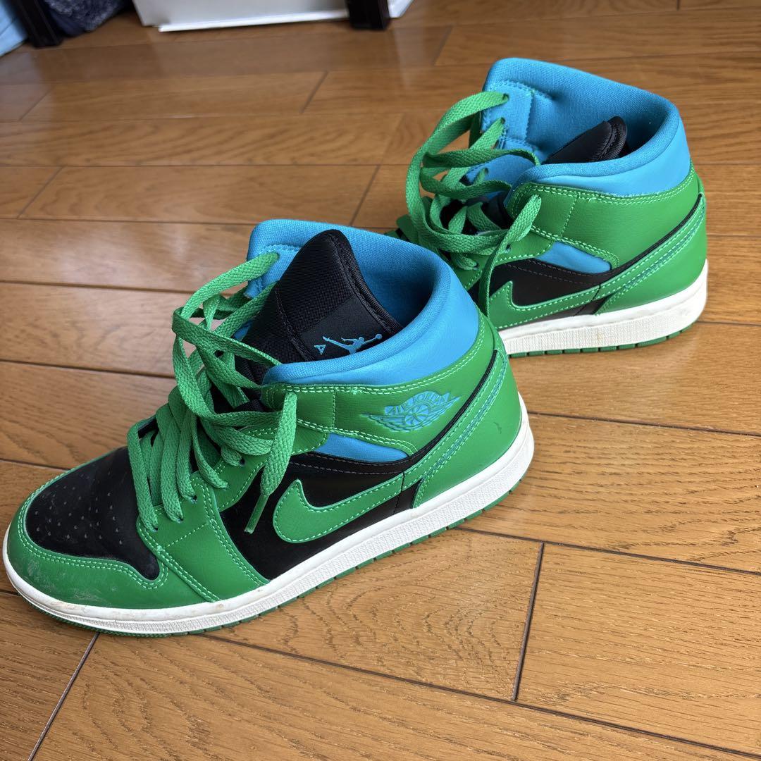 ナイキ エアジョーダン １ ミッドカット 25 グリーン ブルー★ メィさん専用