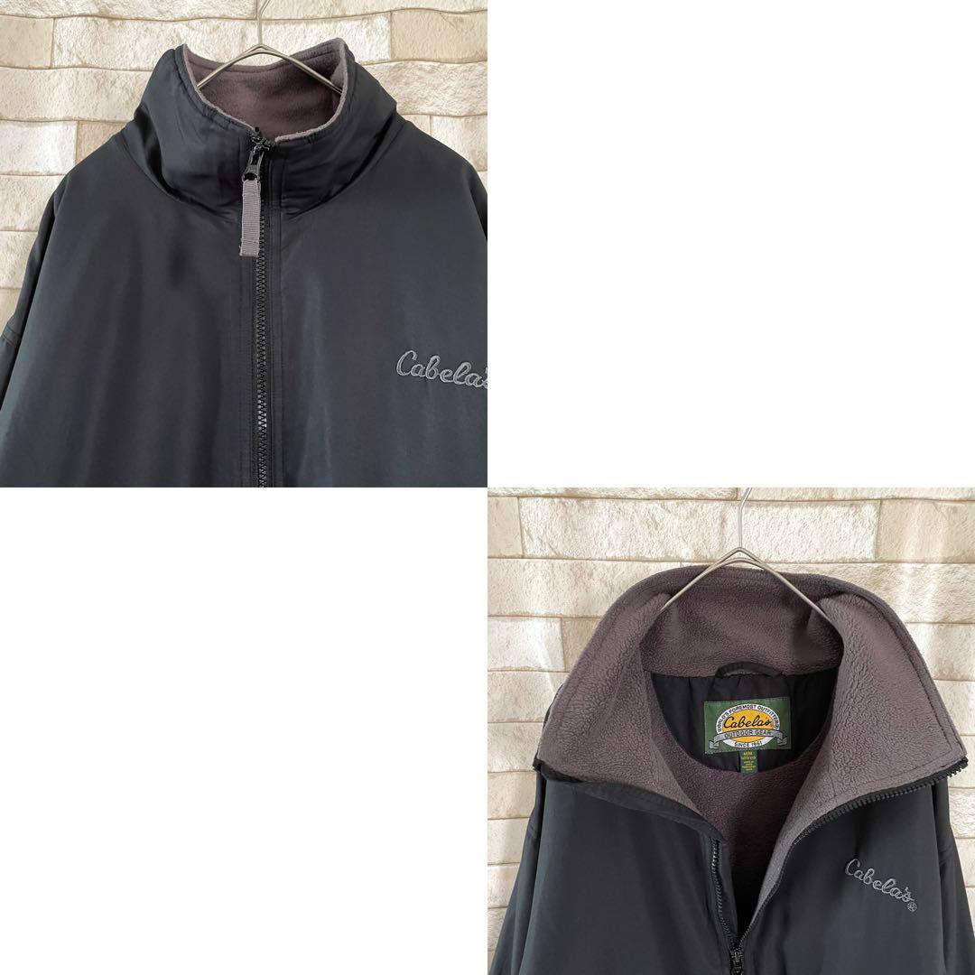 カベラス ナイロンジャケット 裏地フリース 刺繍 黒 M