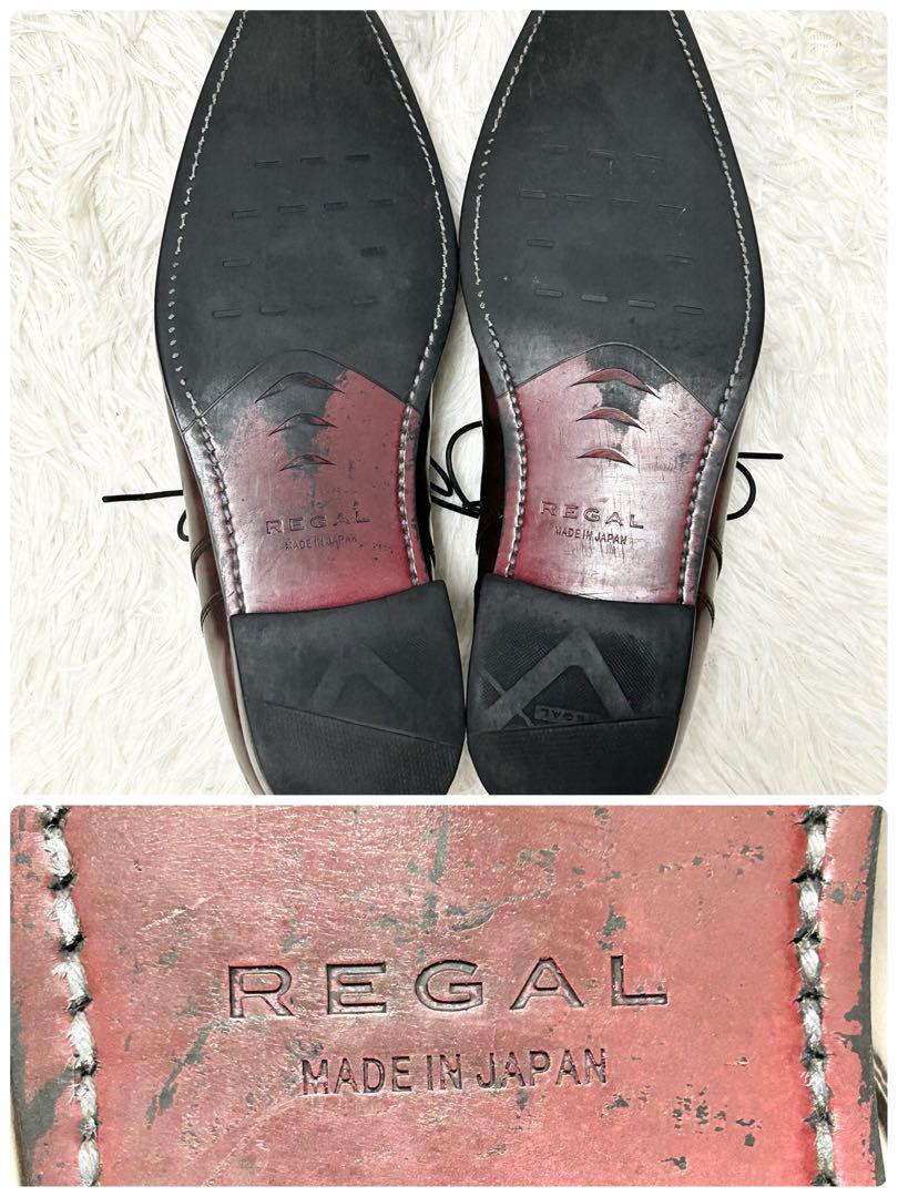 ✨美品✨REGALリーガル ストレートチップ 本革靴 金文字ダークブラウン26㎝