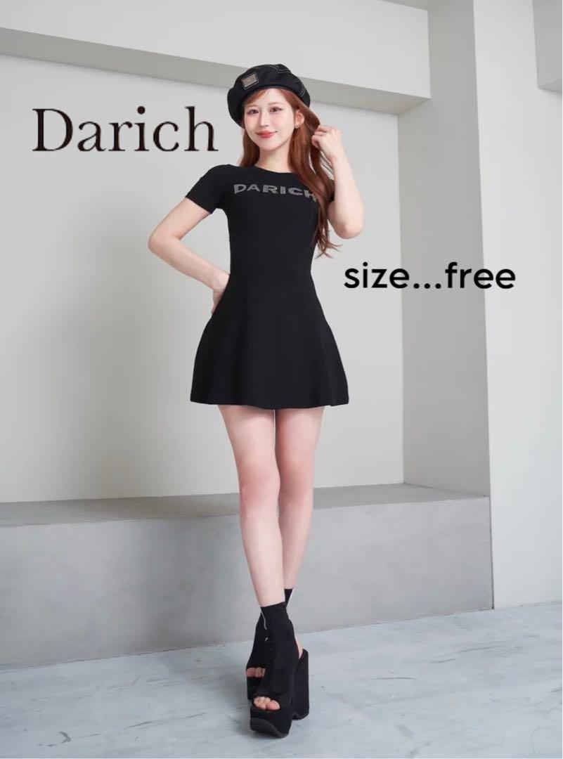 darich スタッズロゴ フレア　ミニワンピース　black freeサイズ