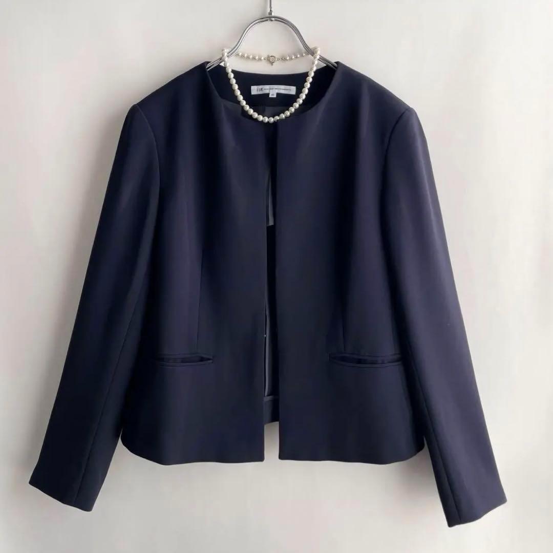 美品✨23区 3.3万 洗える トリアセ ノーカラージャケット 40 Lサイズ