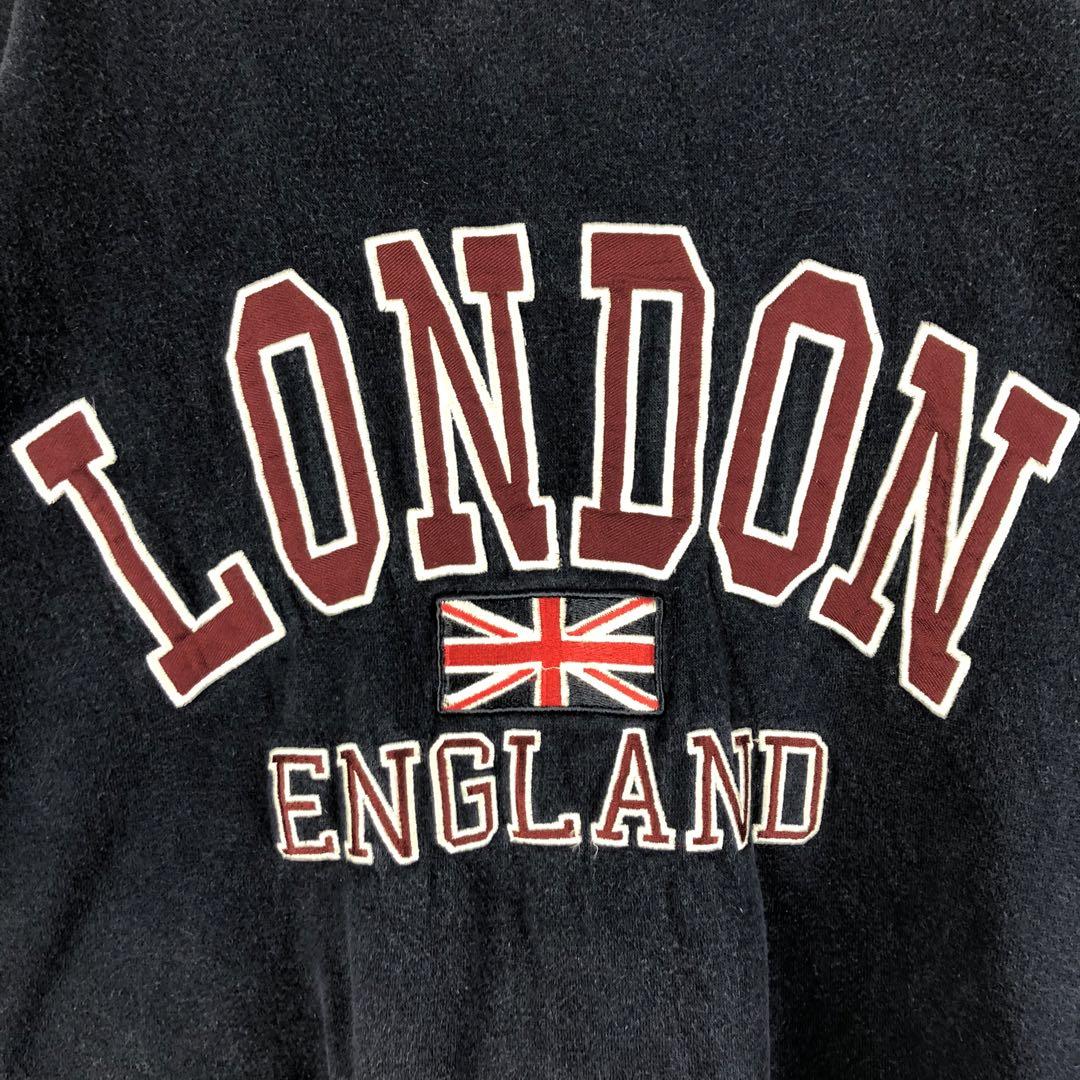 1497 カレッジ　 ロンドン　刺繍　ロゴ　スウェット　トレーナー　ゆるだぼ　紺