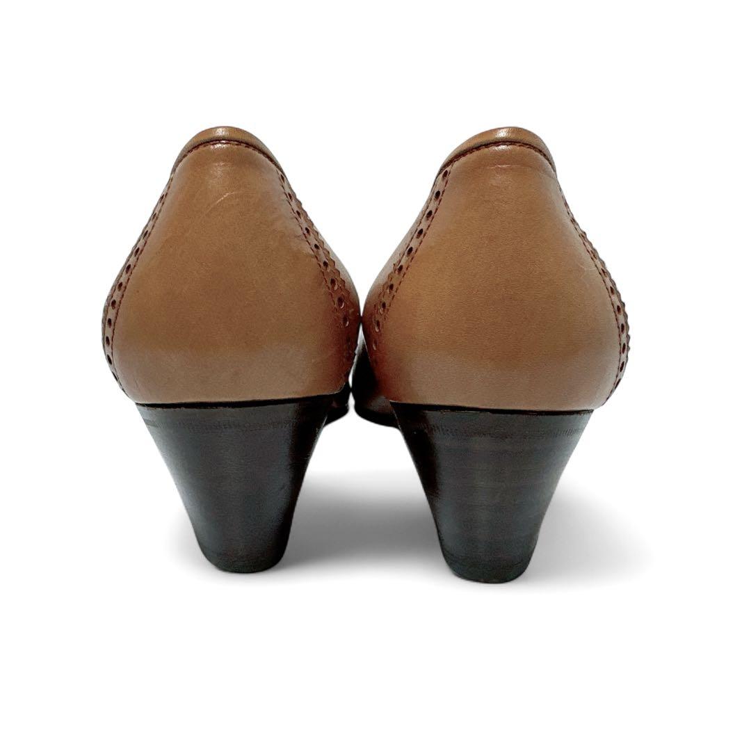極美品✨タニノクリスチー 35.5B/約23㎝ パンプス レザー パンチング 茶