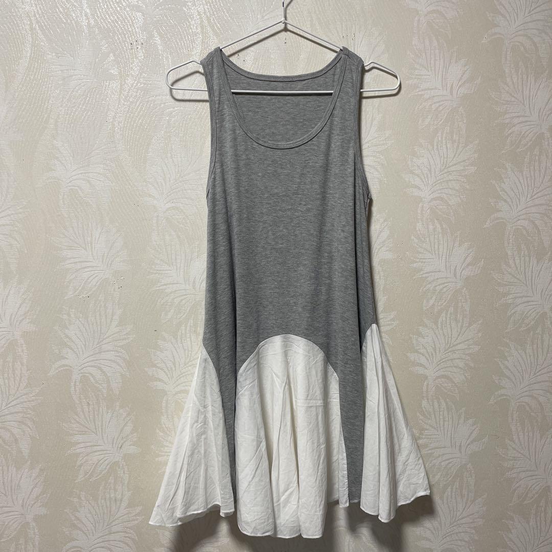 入荷now 買えない 美品】ノースリーブチュニック グレー/ホワイト M-L対応 - メルカリ トップス