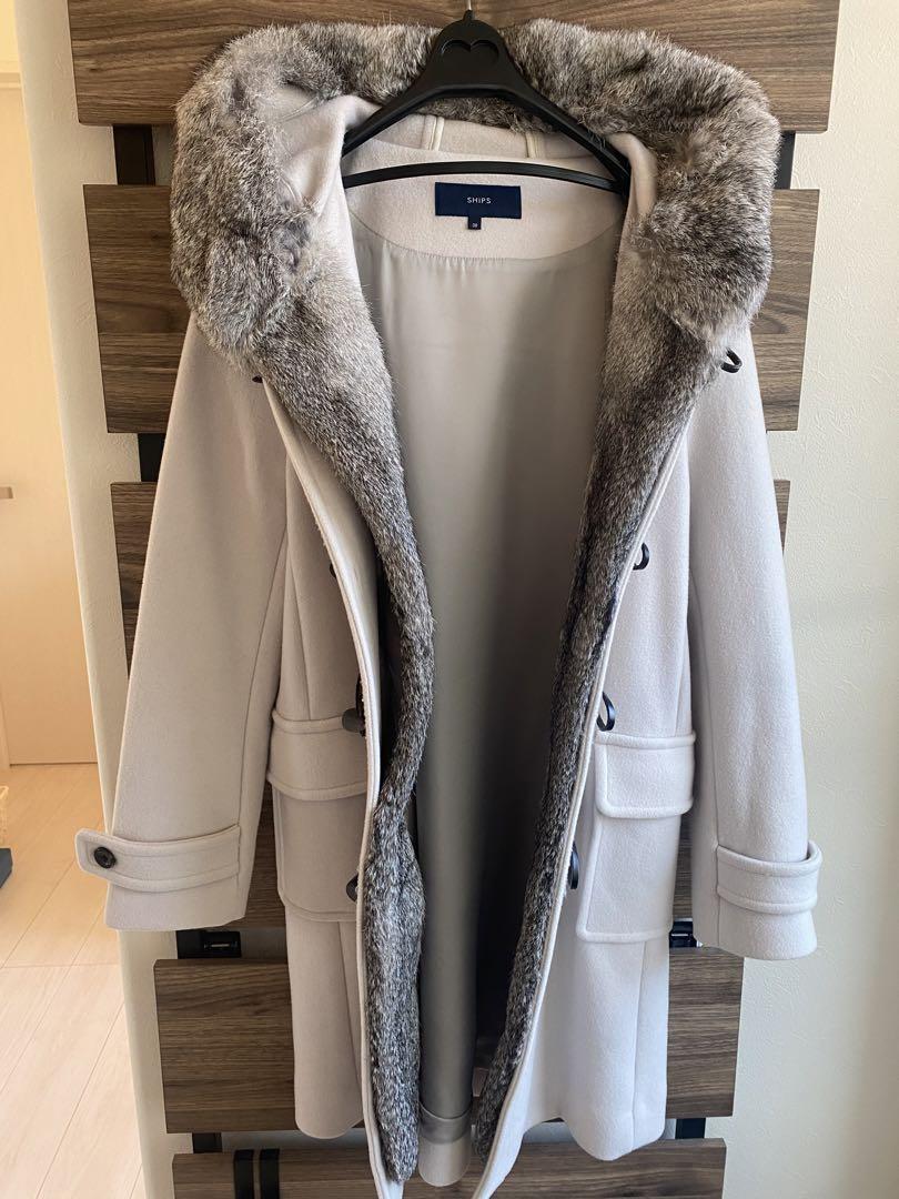 シップス　ファー　ダッフルコート　38 グレー