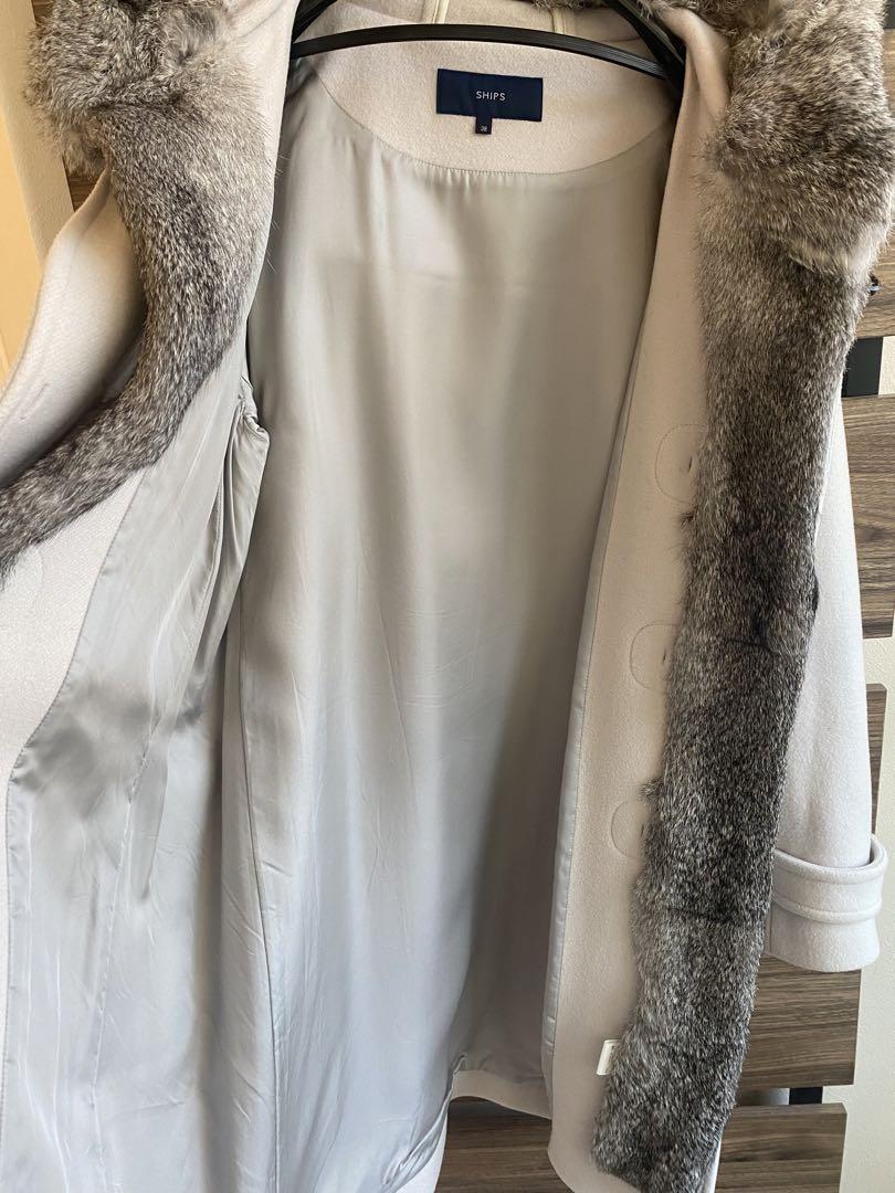 シップス　ファー　ダッフルコート　38 グレー