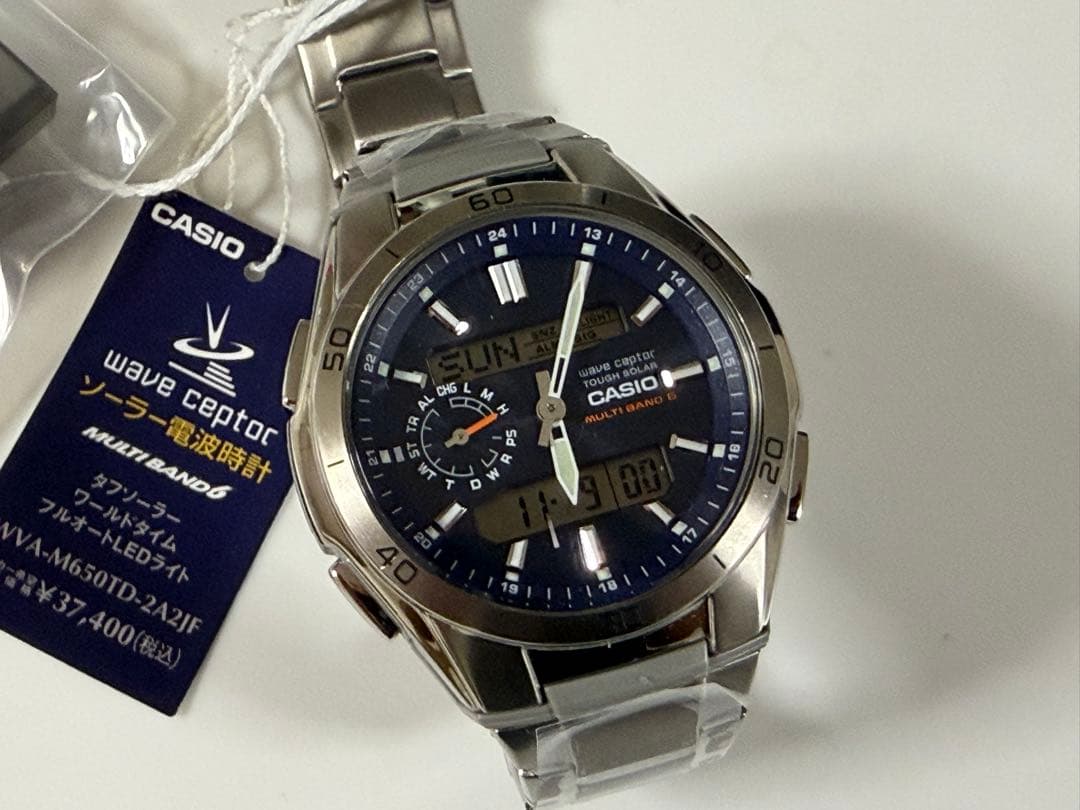 ★未使用★お洒落 カシオ ウェーブセプター ブルー ビジネス デート ★未使用★お洒落 カシオ ウェーブセプター ブルー ビジネス デート