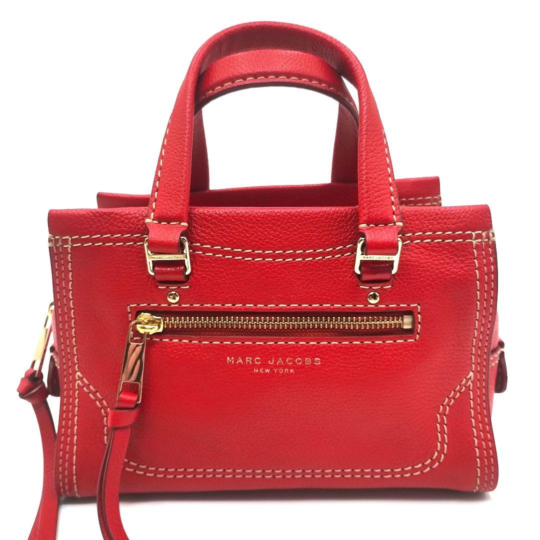 上品コーデはコレで安心！ JACOBS 美品】MARC ショルダーバッグ 赤 2way ハンドバッグ バッグ