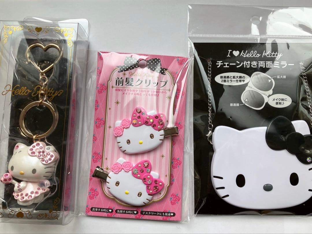 キティまとめ売りエンジェルキティ　前髪クリップDX キティチェーン付き両面ミラー 5,000円