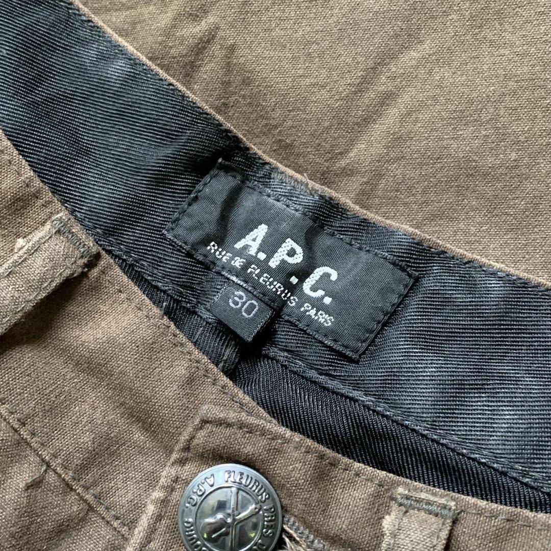 名作美品 A.P.C. オイルコーティングパンツ30 カーキ 専用WAX付