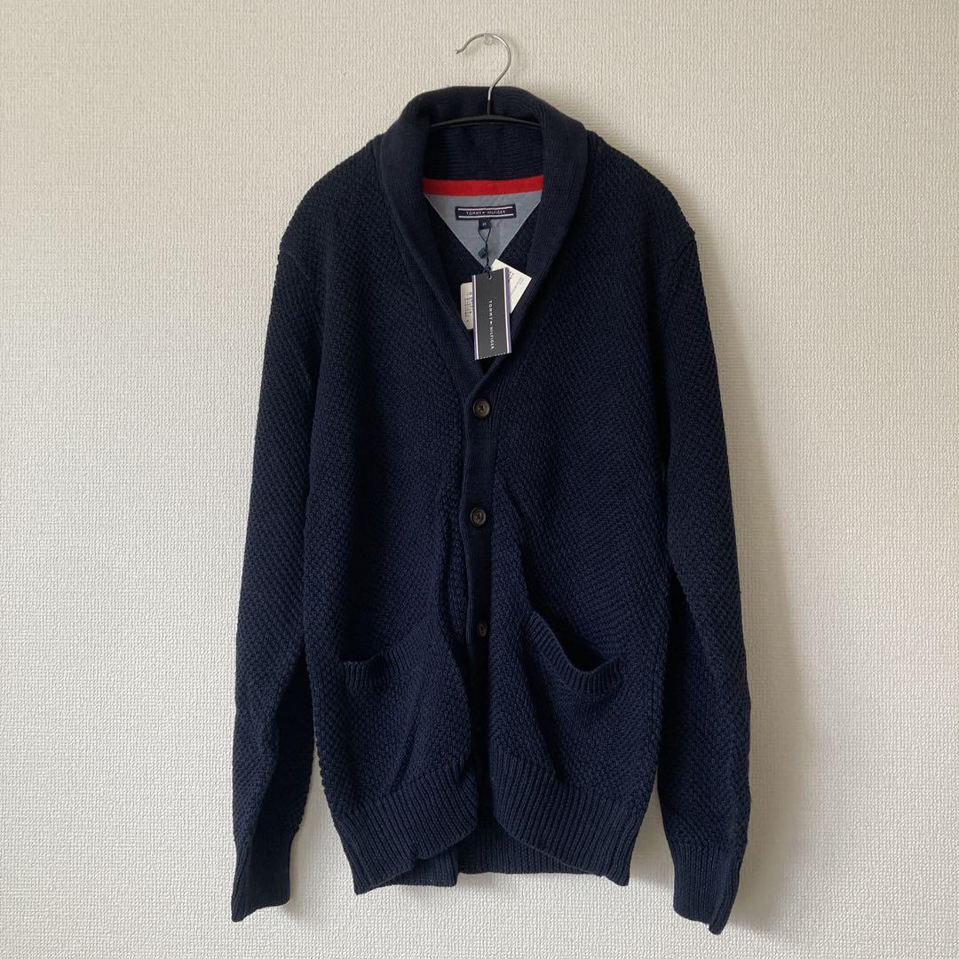 TOMMY HILFIGERネイビー 麻 ニット カーディガン新品