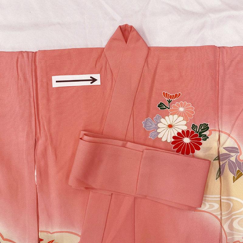 501ax12◎お宮参り 女児 祝い着 掛け着 産着 一つ紋 鈴 花 雪輪◎美品