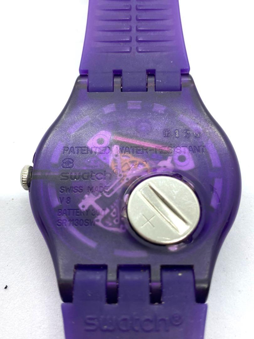 swatch スワォッチ スケルトン パープル クォーツ腕時計