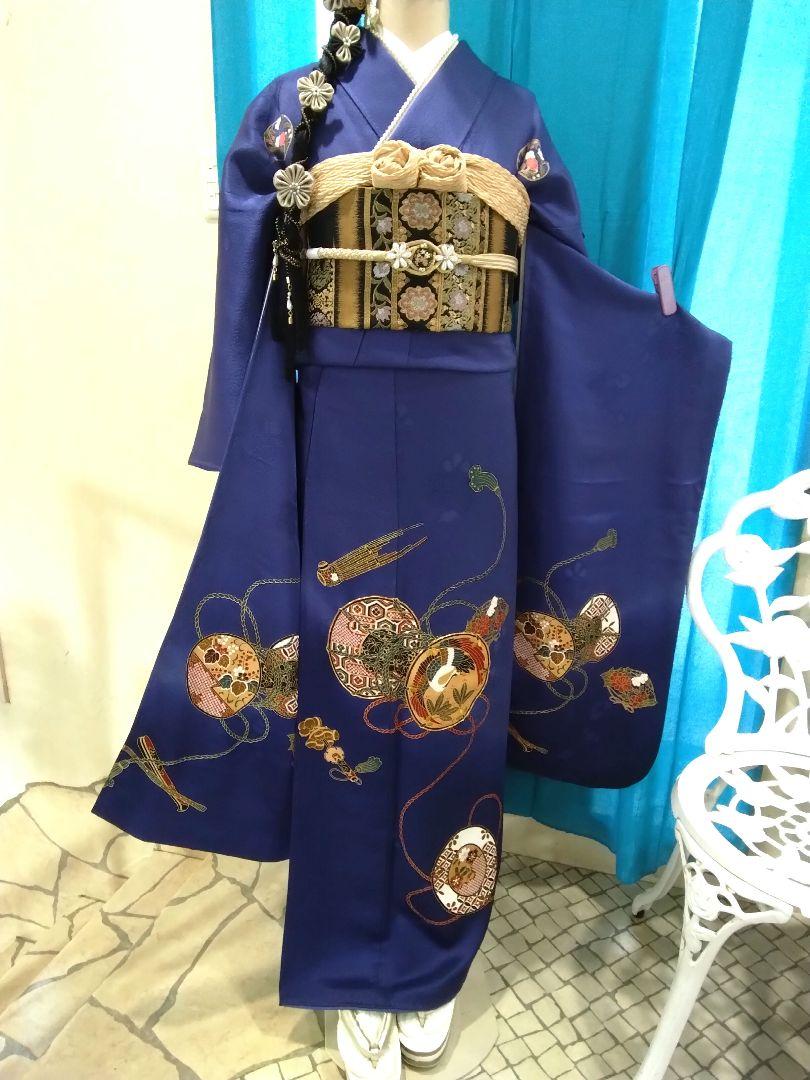 振袖フルセット、正絹辻が花振袖、成人式、帯揚げ帯締め、西陣袋帯、長襦袢 美品青辻ヶ花振袖袋帯セット正絹