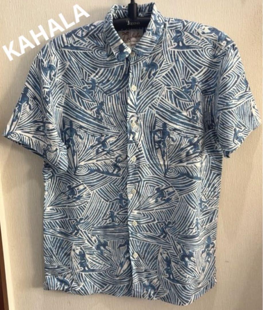 【美品 KAHALA】アロハシャツ メンズS サーフィン 半袖シャツ 総柄